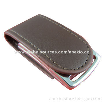 Leather USB Flash Drive, 8 and 16GB, Comes with Plug-and-play Function, Anti-shock, Data Preloading